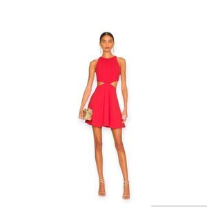 Alice + Olivia Cara Cut-Out Flare Poppy Mini Dress in Red Women's Size‎ 8